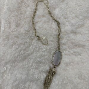 Kendra Scott Rayne Tassel Pendant Necklace Cats Eye Slate light grey Gold